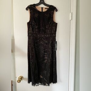 BCBGMaxAzria Black Patterned Midi Dress